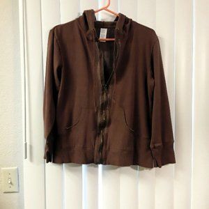 Women's Brown Zipper Sweater w/Hood - Size M